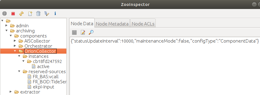 Orion Data Collector registered in the Apache Zookeeper
